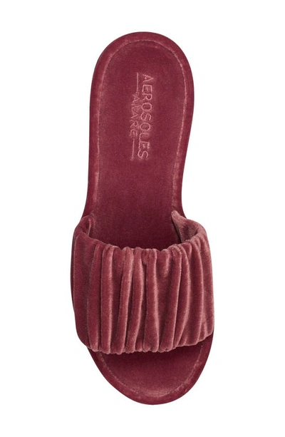 Shop Aerosoles Jamaica Ruched Slide Sandal In Strawberry Wine Velvet