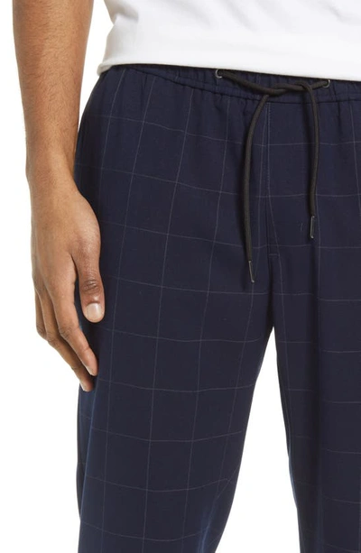 Shop Open Edit E-waist Plaid Stretch Pants In Navy Grid