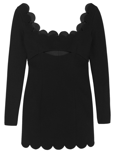 Shop Saint Laurent Scalloped Trim Mini Dress Black