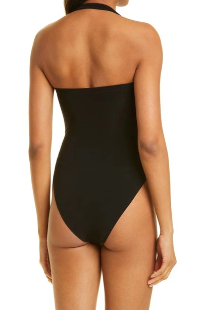 Shop Norma Kamali Cayla Halter Neck Bodysuit In Black