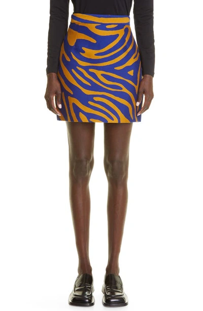 Shop Proenza Schouler Zebra Jacquard Cotton & Silk Skirt In Cobalt/ Bronze