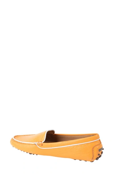 Patricia Green Jill Piped Driving Moccasin In Tangerine