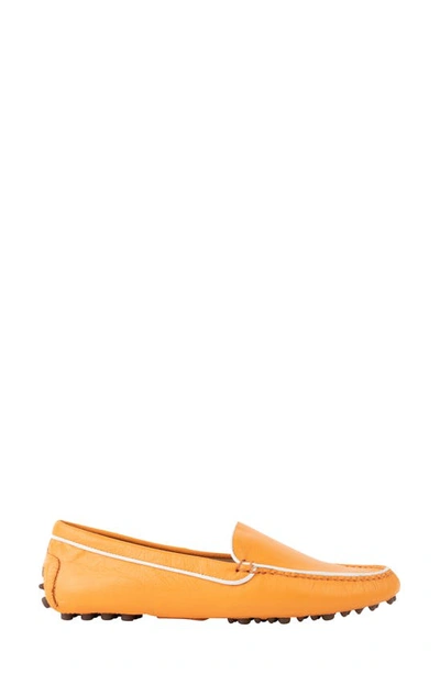 Patricia Green Jill Piped Driving Moccasin In Tangerine