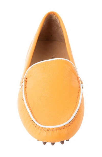 Patricia Green Jill Piped Driving Moccasin In Tangerine