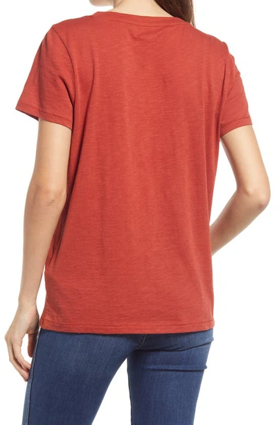Shop Madewell Whisper Cotton V-neck T-shirt In Dark Cinnabar