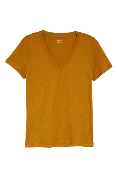 Shop Madewell Whisper Cotton V-neck T-shirt In Antique Gold
