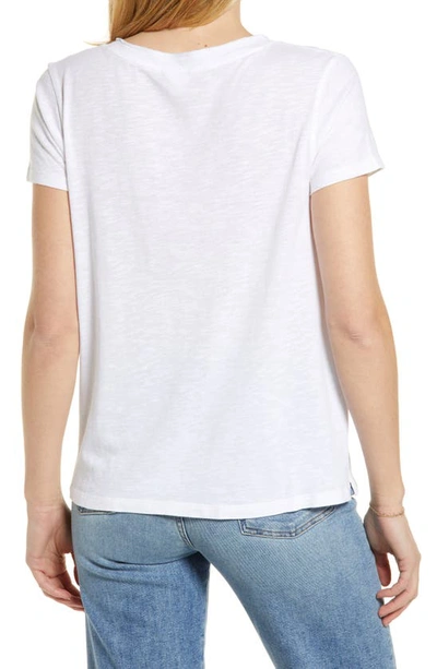 Shop Caslon (r) V-neck Short Sleeve Pocket T-shirt In White