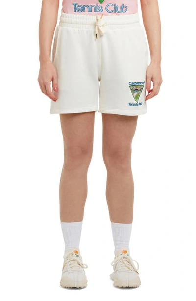 Shop Casablanca Icon Embroidered Organic Cotton Shorts In  Tennis Club Icon