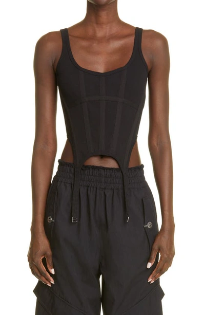 Shop Dion Lee Ribbed Combat Corset Tank Top In Black