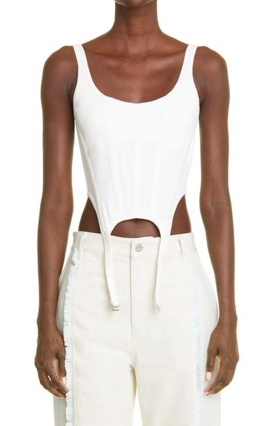 Shop Dion Lee Ribbed Combat Corset Tank Top In Ivory