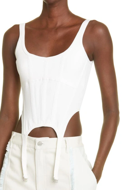 Shop Dion Lee Ribbed Combat Corset Tank Top In Ivory
