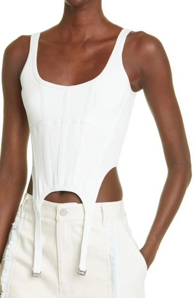Shop Dion Lee Ribbed Combat Corset Tank Top In Clear Blue
