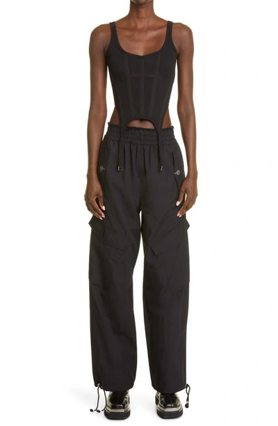 Shop Dion Lee Ribbed Combat Corset Tank Top In Black