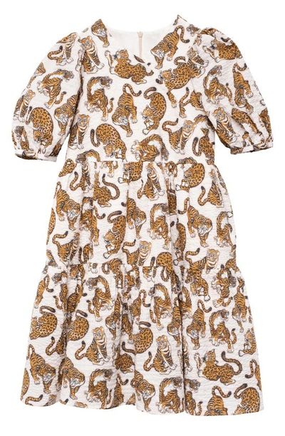 Shop Kenzo Leopard & Tiger Print Dress In Off White
