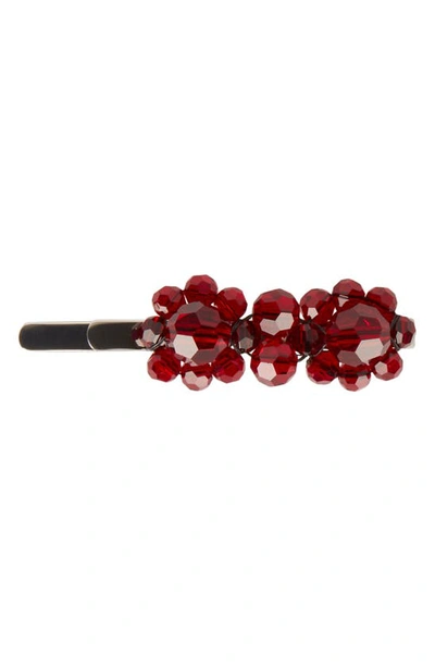 Shop Simone Rocha Mini Crystal Flower Hair Clip In Red