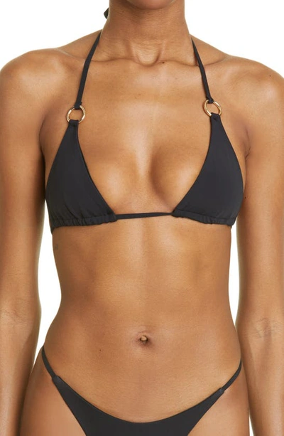 Shop Louisa Ballou Mini Ring Triangle Bikini Top In Black