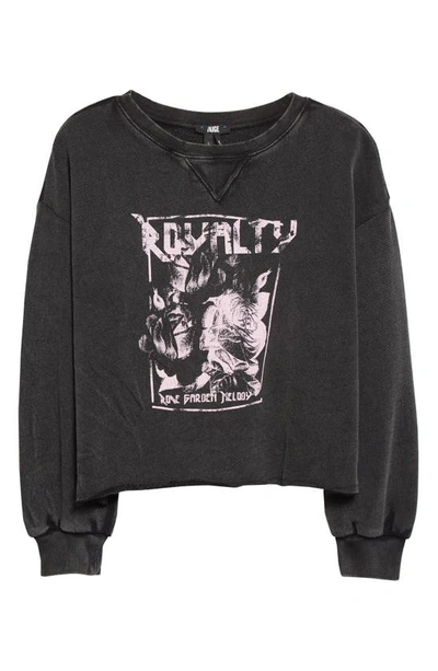 Shop Paige Raeanne Royalty Cotton Graphic Sweatshirt In Washed Black