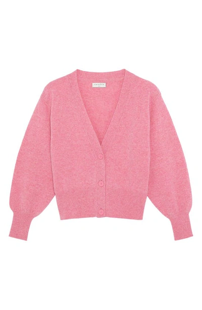 Shop Sandro Wool Cardigan In Blush Pink