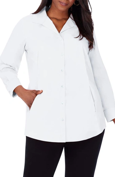 Shop Foxcroft Cecilia Non-iron Button-up Tunic Shirt In White
