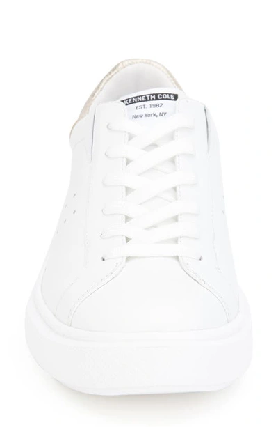 Kenneth Cole New York Kam Platform Sneaker In White/ Shiny Light Gold