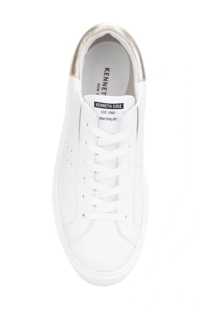 Kenneth Cole New York Kam Platform Sneaker In White/ Shiny Light Gold
