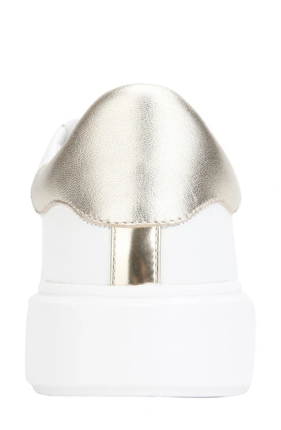 Kenneth Cole New York Kam Platform Sneaker In White/ Shiny Light Gold