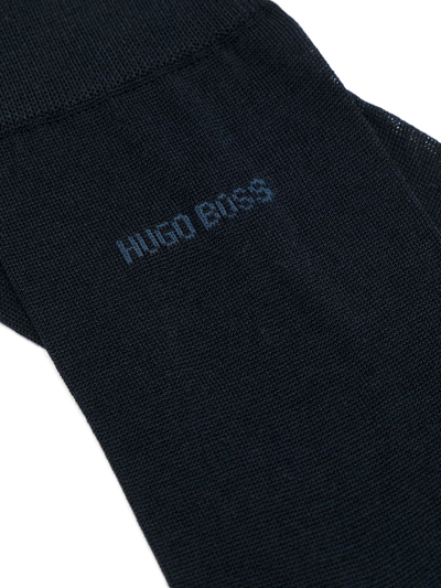 Hugo Boss Logo-print Ankle Socks In Black