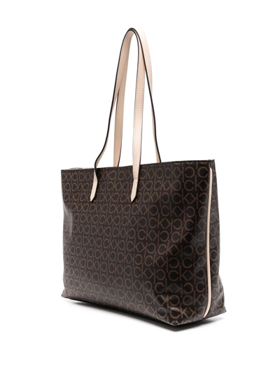 Shop Calvin Klein Monogram-print Tote Bag In Brown