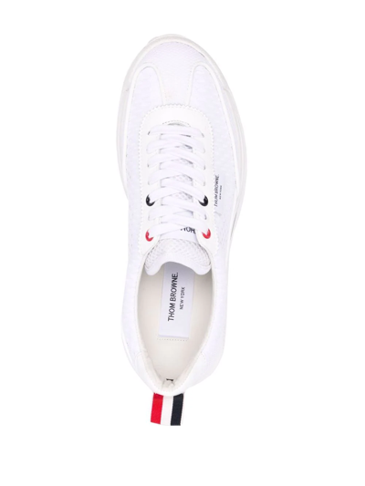 Shop Thom Browne Mesh-detail Tech Runner Sneakers In White