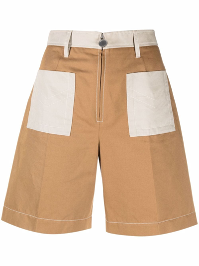 Shop Marni Two-tone Panel Shorts In Brown
