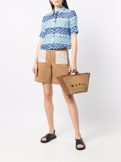 Shop Marni Two-tone Panel Shorts In Brown