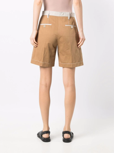 Shop Marni Two-tone Panel Shorts In Brown