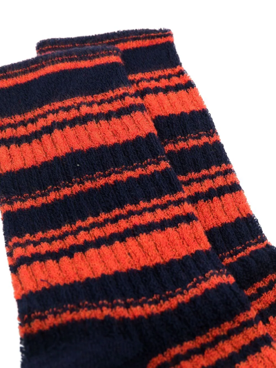 Shop Marni Striped Knitted Socks In Blue
