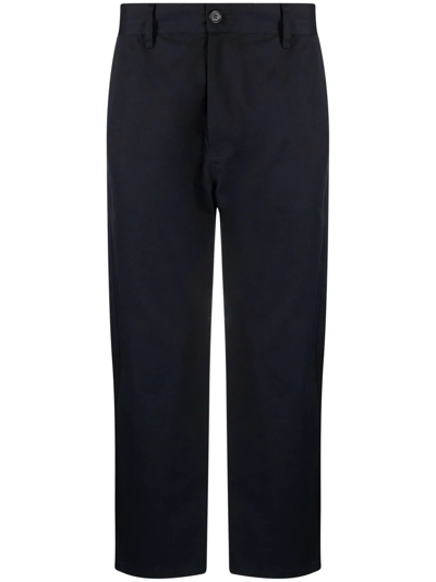Marni Navy Cropped Drawstring Trousers In Blue