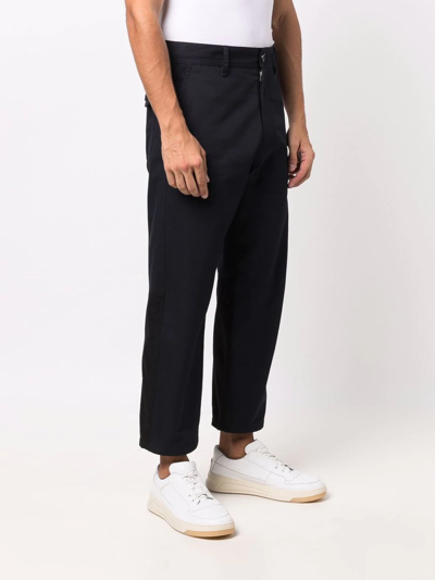 Marni Navy Cropped Drawstring Trousers In Blue