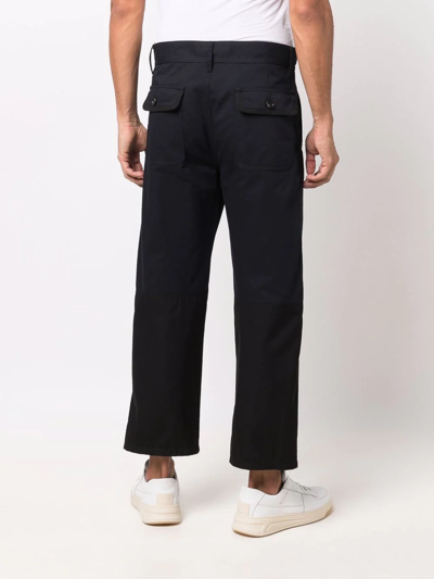 Marni Navy Cropped Drawstring Trousers In Blue