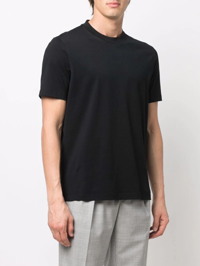 Brunello Cucinelli Silk And Cotton Blend Crew Neck T-shirt In Black