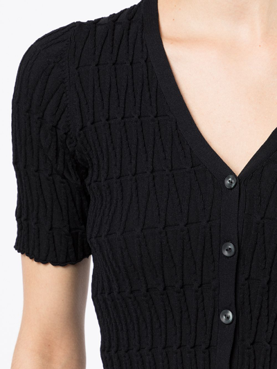 Shop Muller Of Yoshiokubo Embroidered Cropped Cardigan In Black