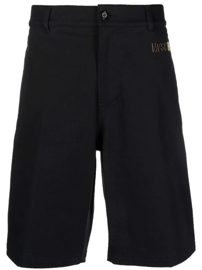 Shop Moschino Logo-plaque Bermuda Shorts In Black