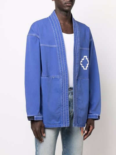 Shop Marcelo Burlon County Of Milan Logo-print Cotton Jacket In Blue