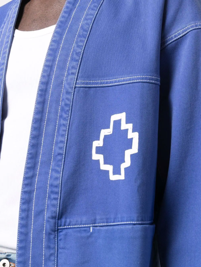 Shop Marcelo Burlon County Of Milan Logo-print Cotton Jacket In Blue