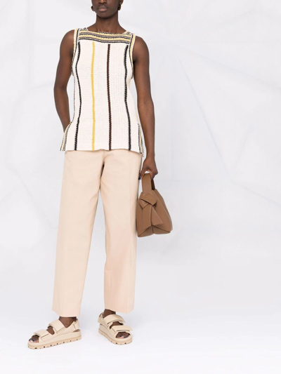 Shop Jil Sander High-waisted Cotton Trousers In Neutrals