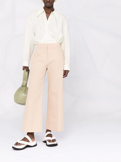 Jil Sander Cotton-twill Kick-flare Trousers In Neutrals