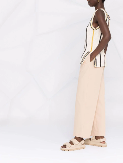 Shop Jil Sander High-waisted Cotton Trousers In Neutrals