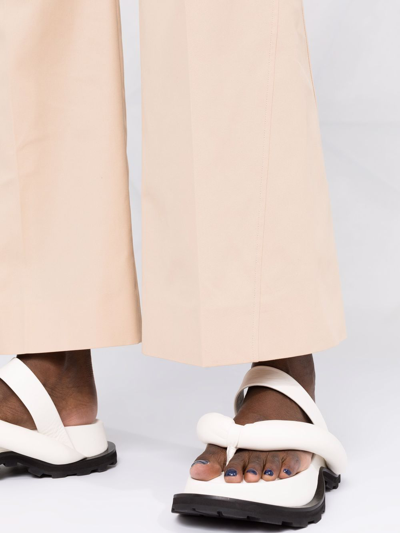 Jil Sander Cotton-twill Kick-flare Trousers In Neutrals