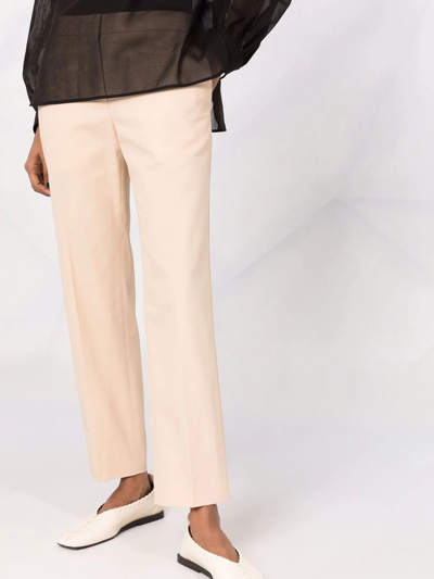 Shop Jil Sander Straight-leg Cotton Trousers In Neutrals