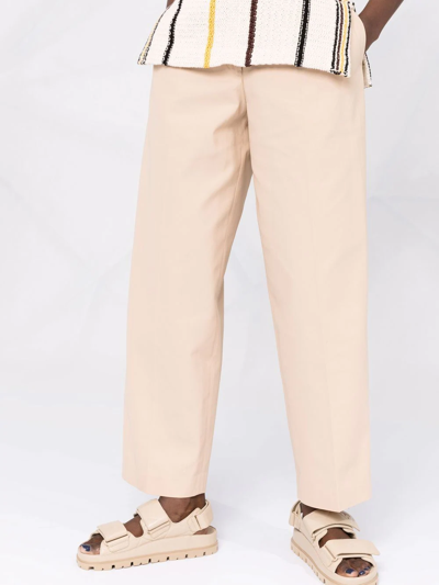 Jil Sander High-waisted Tapered Wool Trousers In Neutrals
