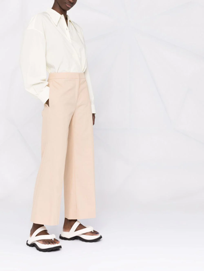 Jil Sander Cotton-twill Kick-flare Trousers In Neutrals