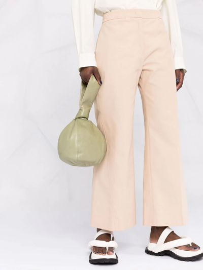 Jil Sander Cotton-twill Kick-flare Trousers In Neutrals