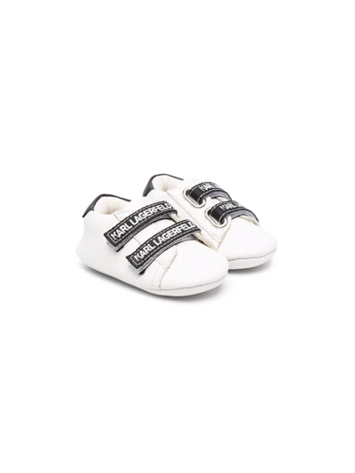 Shop Karl Lagerfeld Logo-print Touch-strap Trainers In White